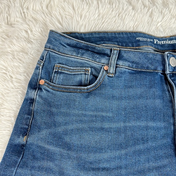 Addition Elle Blue Denim Frayed Bottom Jean Shorts - Picture 4 of 10